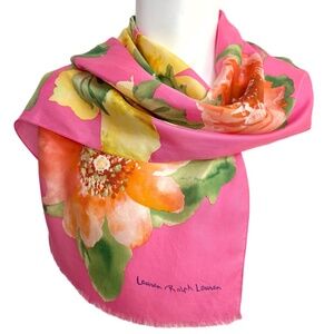 Lauren Ralph Lauren 100% Silk Scarf – Watercolor Floral – 12” x 56”